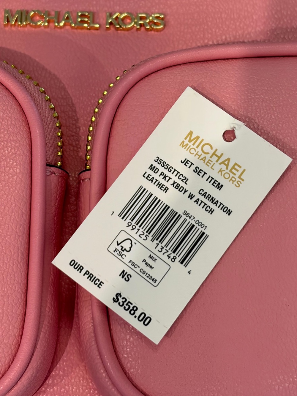 Michael Kors Pink Leather Crossbody Bag with Coin Case and Snap Pouch Carnation - Picture 14 of 14
